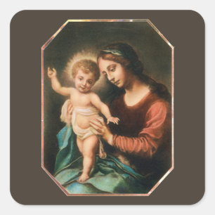 Adesivo Quadrado Madonna E Jesus, Pau Quadrado