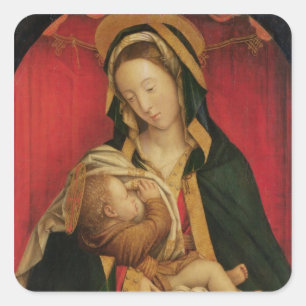Adesivo Quadrado Madonna que Suckling sua criança, 1520-30 (óleo 
