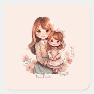 Adesivo Quadrado Mãe Adorável e Filha Bond