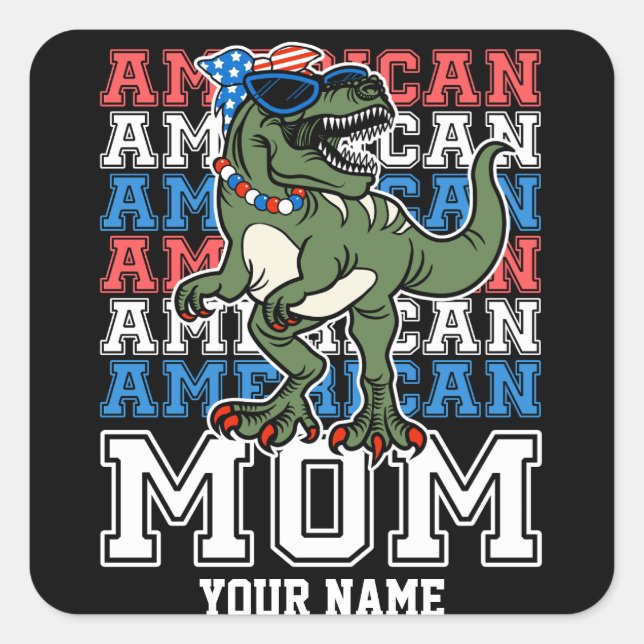 Adesivo Quadrado Mãe Americana 4 de julho Patriótica Personalizada (Frente)