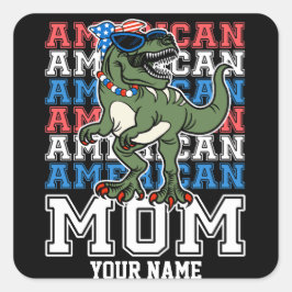 Adesivo Quadrado Mãe Americana 4 de julho Patriótica Personalizada