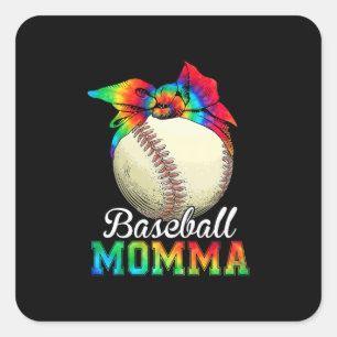 Adesivo Quadrado Mãe Art Baseball Momma Birthday