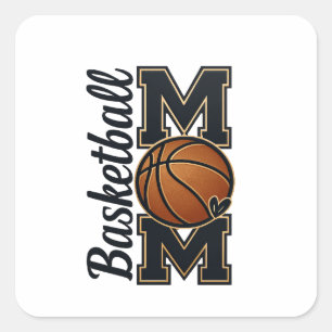 Adesivo Quadrado Mãe de Basquete Estilo Varsity Dourado Esportes Ti