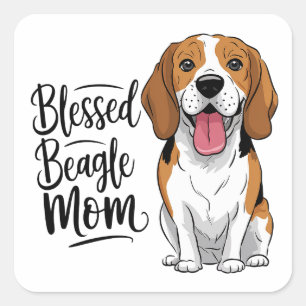 Adesivo Quadrado Mãe de Beagle Abençoada Cachorro de Desenho Animad