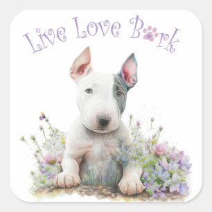 Adesivo Quadrado Mãe de Bull Terrier Floral