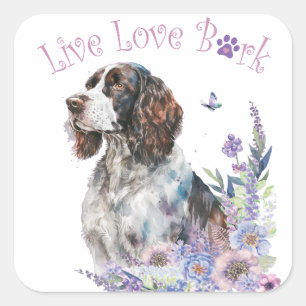 Adesivo Quadrado Mãe de Cachorro Springer Spaniel Floral