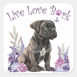 Adesivo Quadrado Mãe de Cane Corso Floral
