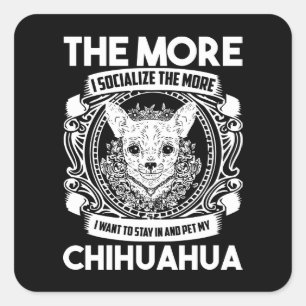 Adesivo Quadrado Mãe de Chihuahua Engraçada Pai de Cachorro Cartoon