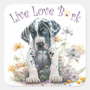 Adesivo Quadrado Mãe de Great Dane Floral