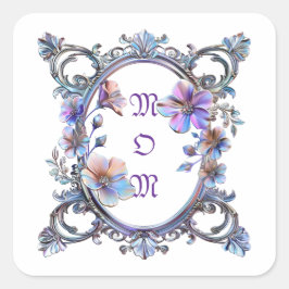 Adesivo Quadrado Mãe Frame Floral