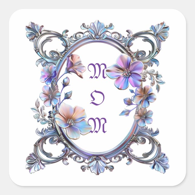 Adesivo Quadrado Mãe Frame Floral (Frente)