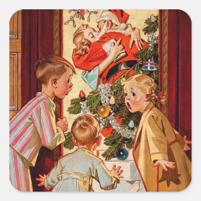 Adesivo Quadrado Mãe Kisses Papai Noel (Frente)