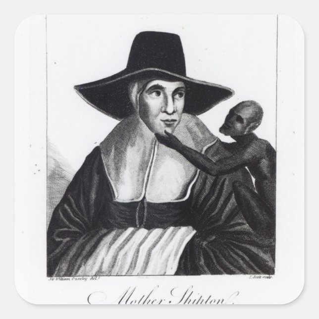 Adesivo Quadrado Mãe Shipton, gravada por John Scott, 1804 (Frente)