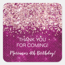 Adesivo Quadrado Magenta Rosa Qualquer Favor De Festa de aniversári