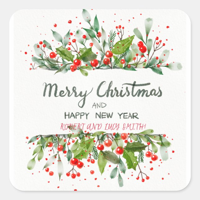 Adesivo Quadrado Magia de Natal da árvore (Frente)