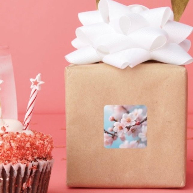 Adesivo Quadrado Magia do Flor Rosa (Decorate your gifts or envelopes with this beautiful floral sticker. 
)