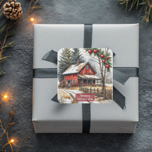 Adesivo Quadrado Mágica de Natal em Casa de Campo Rústica Vintage