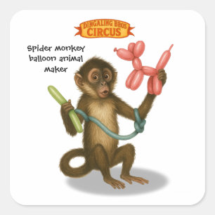 Adesivo Quadrado Mágica do macaco de balão do Spike