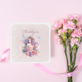 Adesivo Quadrado Mágica Fada Obrigado Pastel Sticker & Labels