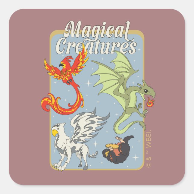 Adesivo Quadrado Magical Creatures Vintage Graphic (Frente)