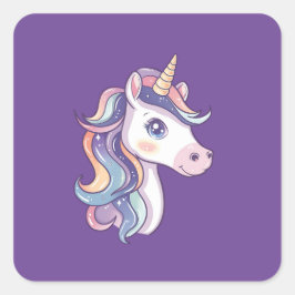 Adesivo Quadrado Magical Cute Sparkly Pastel Unicorn