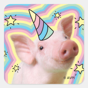 Adesivo Quadrado Magical Piglet Unicorn