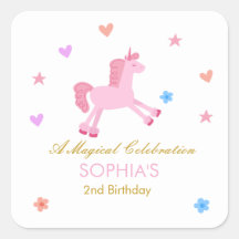 Magical Pink Unicorn Girl Any Age Birthday