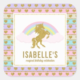 Adesivo Quadrado Magical Rainbow Unicorn Stickers