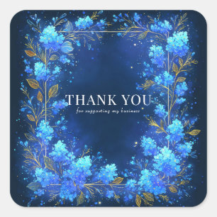 Adesivo Quadrado Mágico Floral Celestial Dourado Brilhante Azul Glo