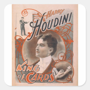 Adesivo Quadrado Mágico Harry Houdini o rei Cartão