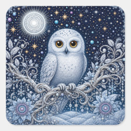 Adesivo Quadrado Magische Schneeeule – Wächterin der Winternacht