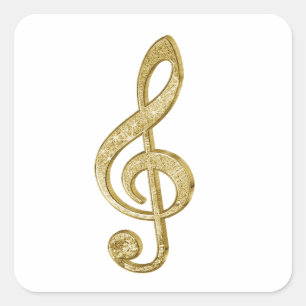 Adesivo Quadrado Magnífico bar de ouro brilhante treble clef