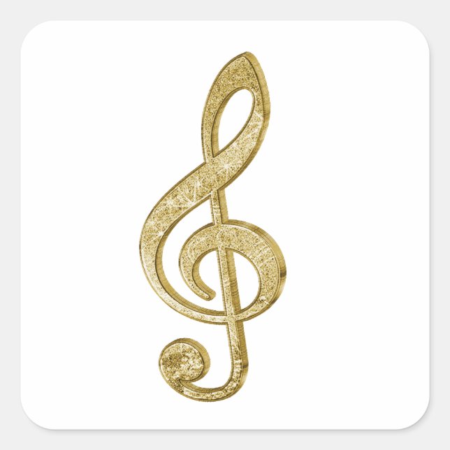 Adesivo Quadrado Magnífico bar de ouro brilhante treble clef (Frente)