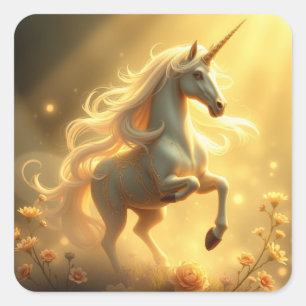 Adesivo Quadrado Magnífico Unicorn Stickers