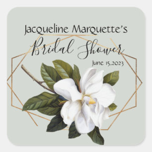 Adesivo Quadrado Magnolia Chá de panela com Dourado e Sage