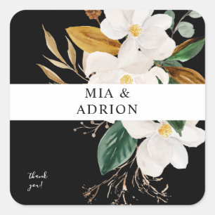 Adesivo Quadrado Magnolia White Floral Obrigado - LACK
