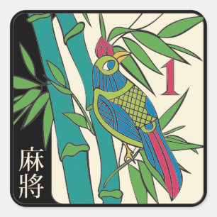 Adesivo Quadrado Mah Jongg Azulejos Bird Stickers