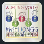 Adesivo Quadrado Mah Jongg Christmas Bettors Stickers<br><div class="desc">Celebrar a época de Natal com estas designs atraentes com imagens de azulejos Mah Jongg: - Ornamentos com um ponto - Melhores e azulejos em uma prateleira - Pássaro de um azulejo de um bam Disponível em bolsas de canvas, convites/cartões, caixas de presentes, chaveiros, ímanes, placas quadradas, azulejos de cerâmica,...</div>