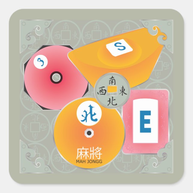 Adesivo Quadrado Mah Jongg Dealer Stickers (Frente)