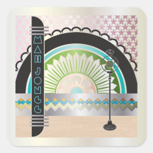 Adesivo Quadrado Mah Jongg Deco Ballroom Stickers