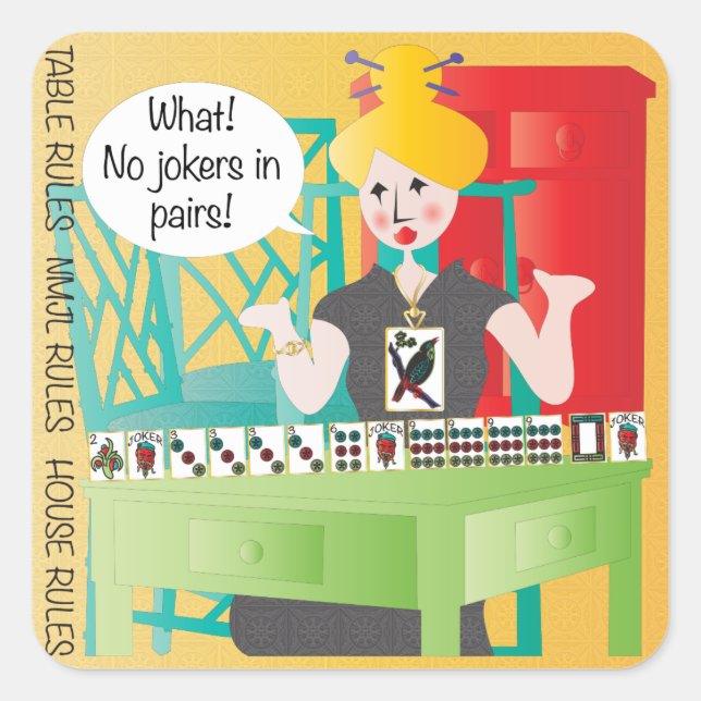 Adesivo Quadrado Mah Jongg Diz Sem Jokers (Frente)