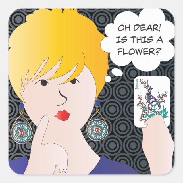 Adesivo Quadrado Mah Jongg Diz Um Bam Stickers (Frente)