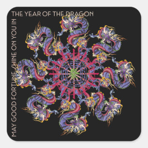 Adesivo Quadrado Mah Jongg Dragon Year Stickers