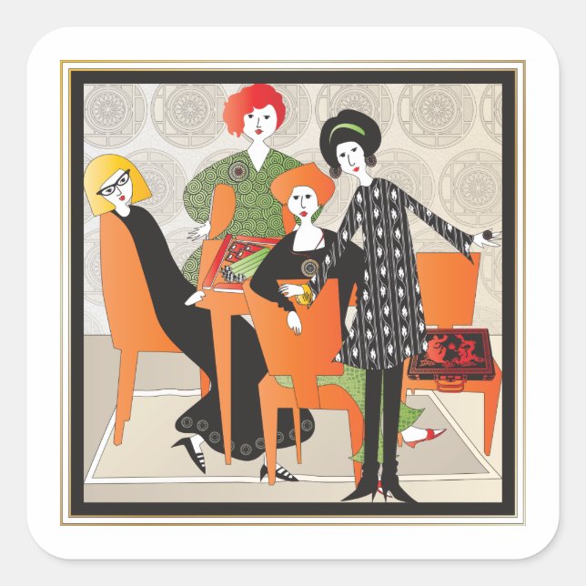 Adesivo Quadrado Mah Jongg Game Stickers (Frente)