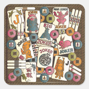 Adesivo Quadrado Mah Jongg Jokers