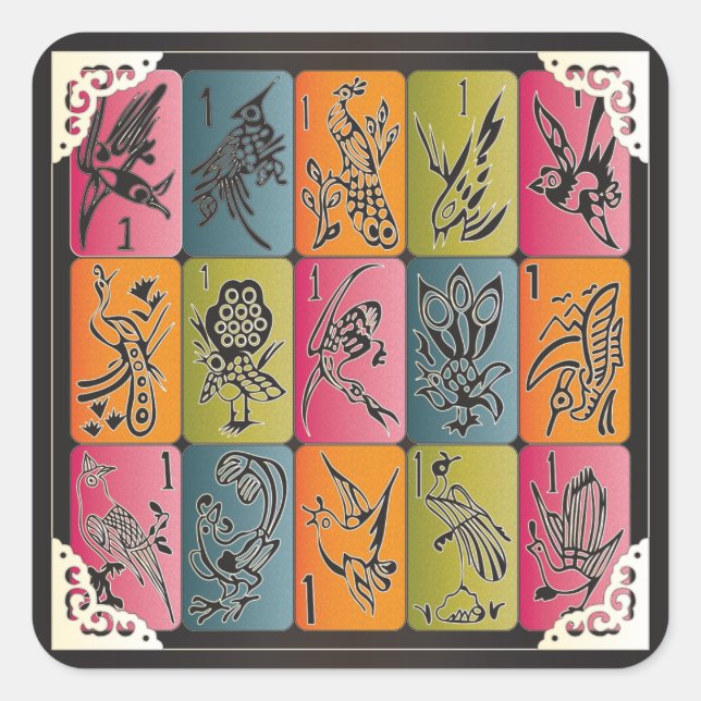 Adesivo Quadrado Mah Jongg One Bams (Frente)