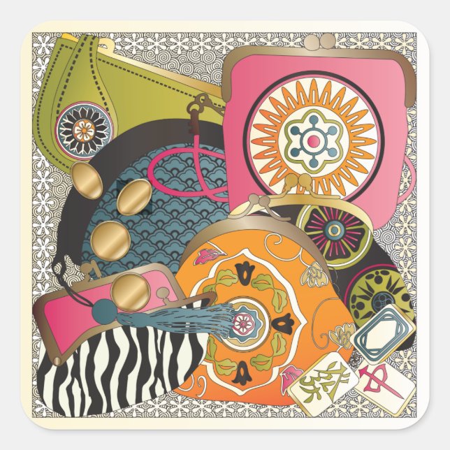 Adesivo Quadrado Mah Jongg Purses (Frente)