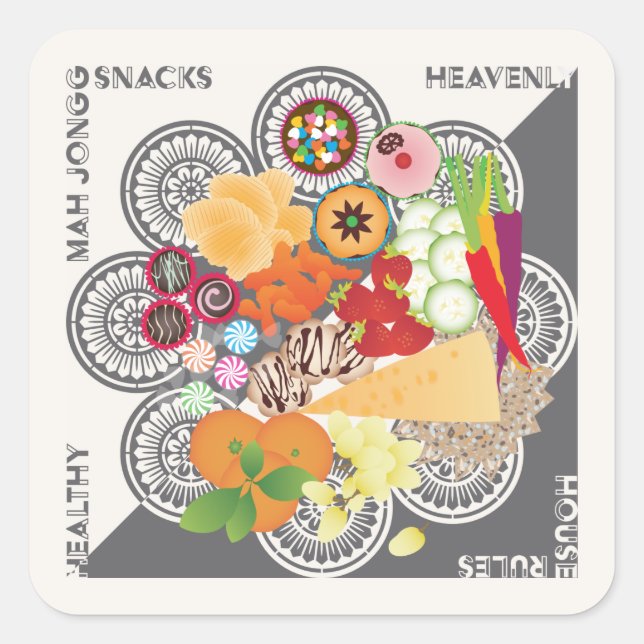 Adesivo Quadrado Mah Jongg Snacks (Frente)