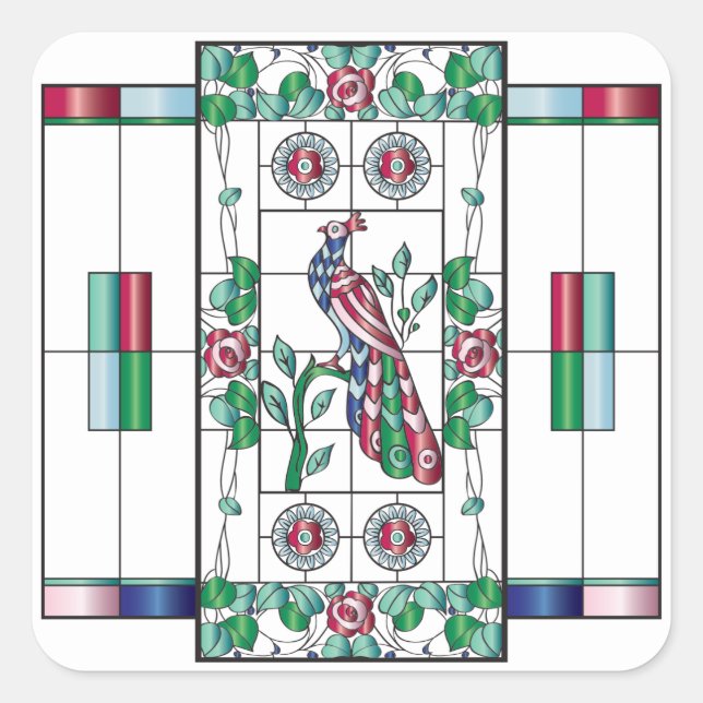 Adesivo Quadrado Mah Jongg Vidro Estreito (Frente)