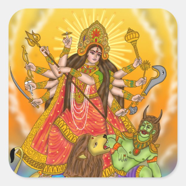 Adesivo Quadrado Mahishasur Mardini Durga Stickers (Frente)
